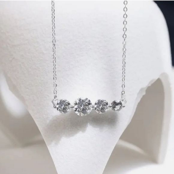 .3 ct t.w Moissanite Four Row Necklace  W/Moissanite .5 ct t.w. Petite earring - Picture 3 of 5